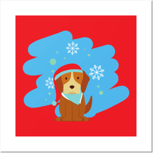 Cute christmas puppy dog Posters and Art